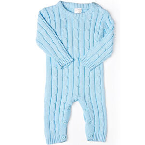 Baby Mode Signature Baby Boys or Baby Girls Long Sleeved Cable Knit Coverall 3-6
